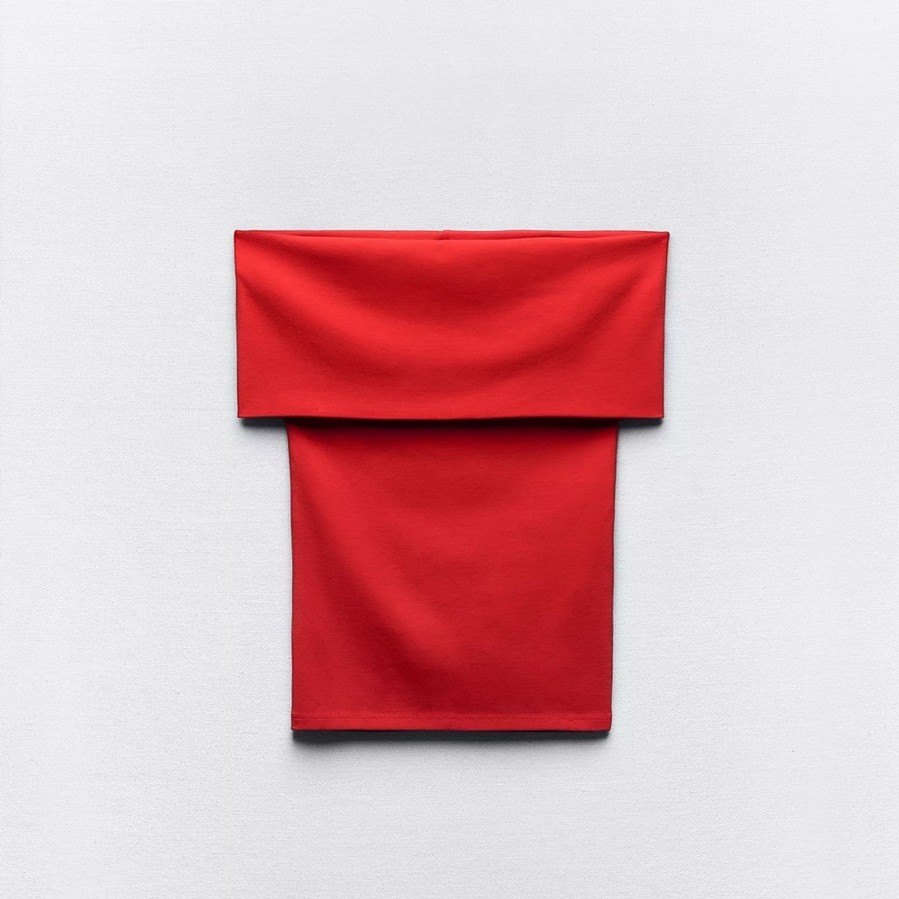 Zara Red Off-Shoulder Blouse